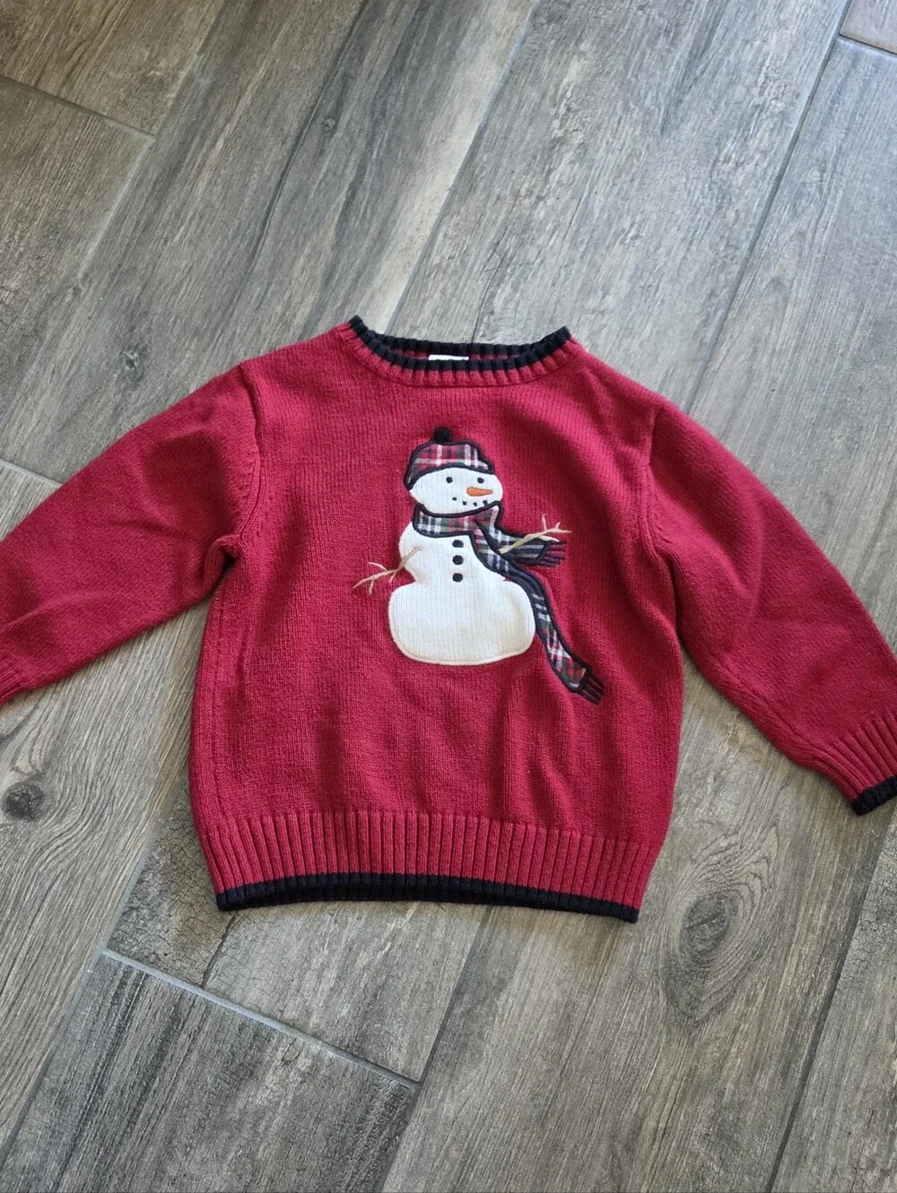 Gymboree EUC 2T Red Snowman Sweater, Navy Reversible Striped Tee and Cargo Pants